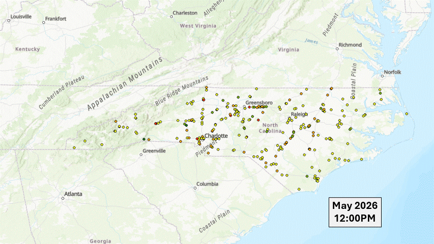 Hourly truck parking utilization sample for North Carolina