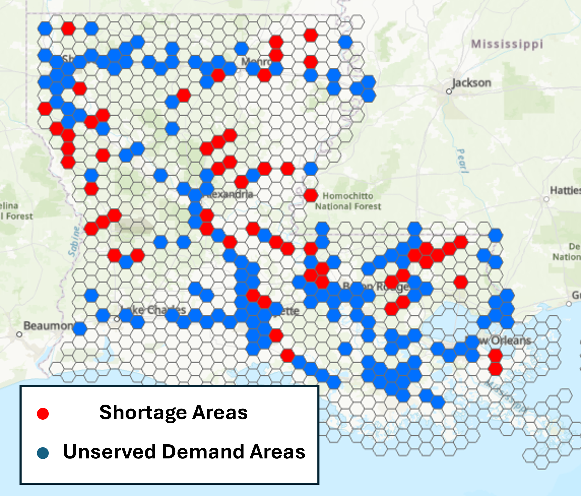 Louisiana Truck Parking Grid Screening Map