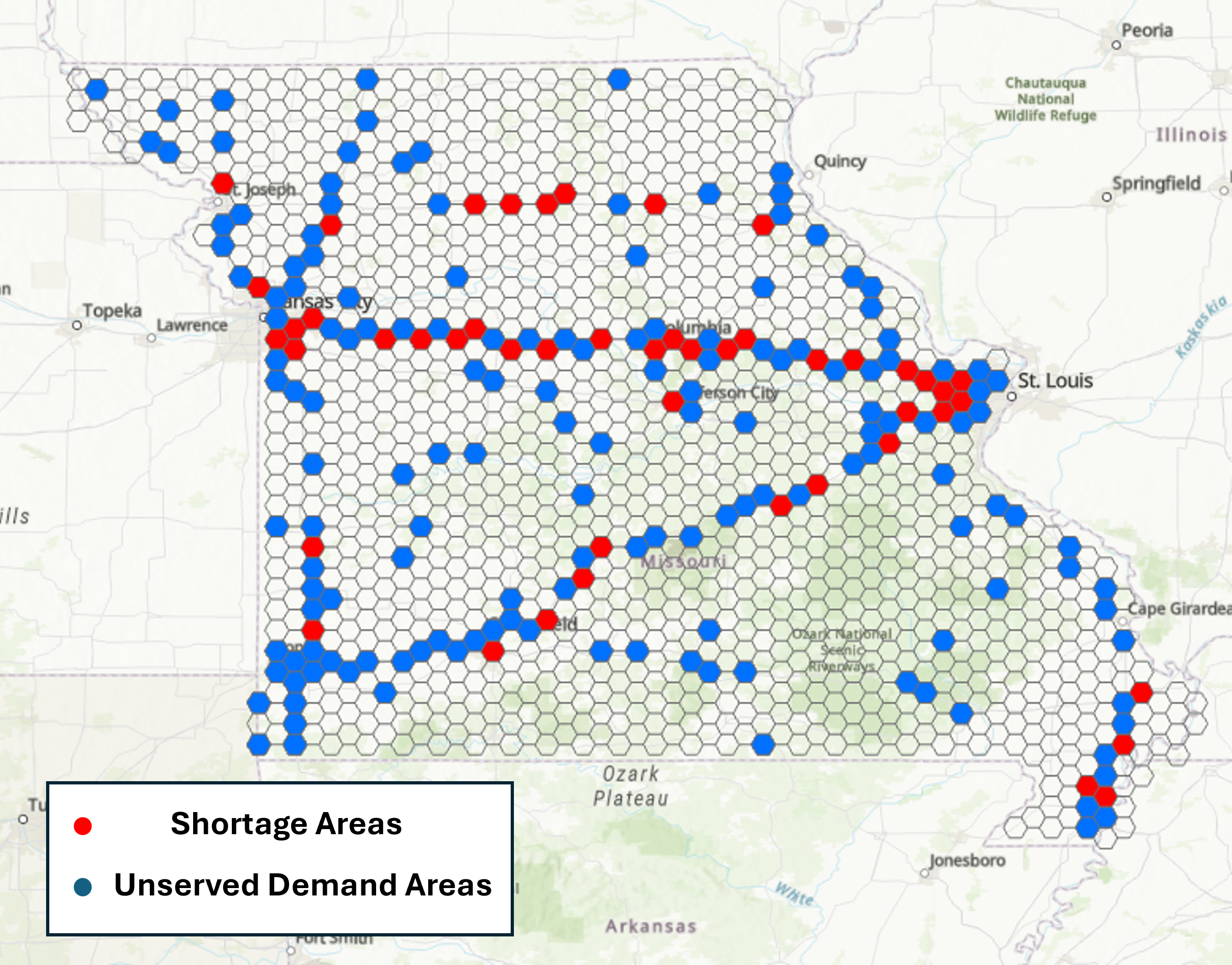 Missouri Truck Parking Grid Screening Map